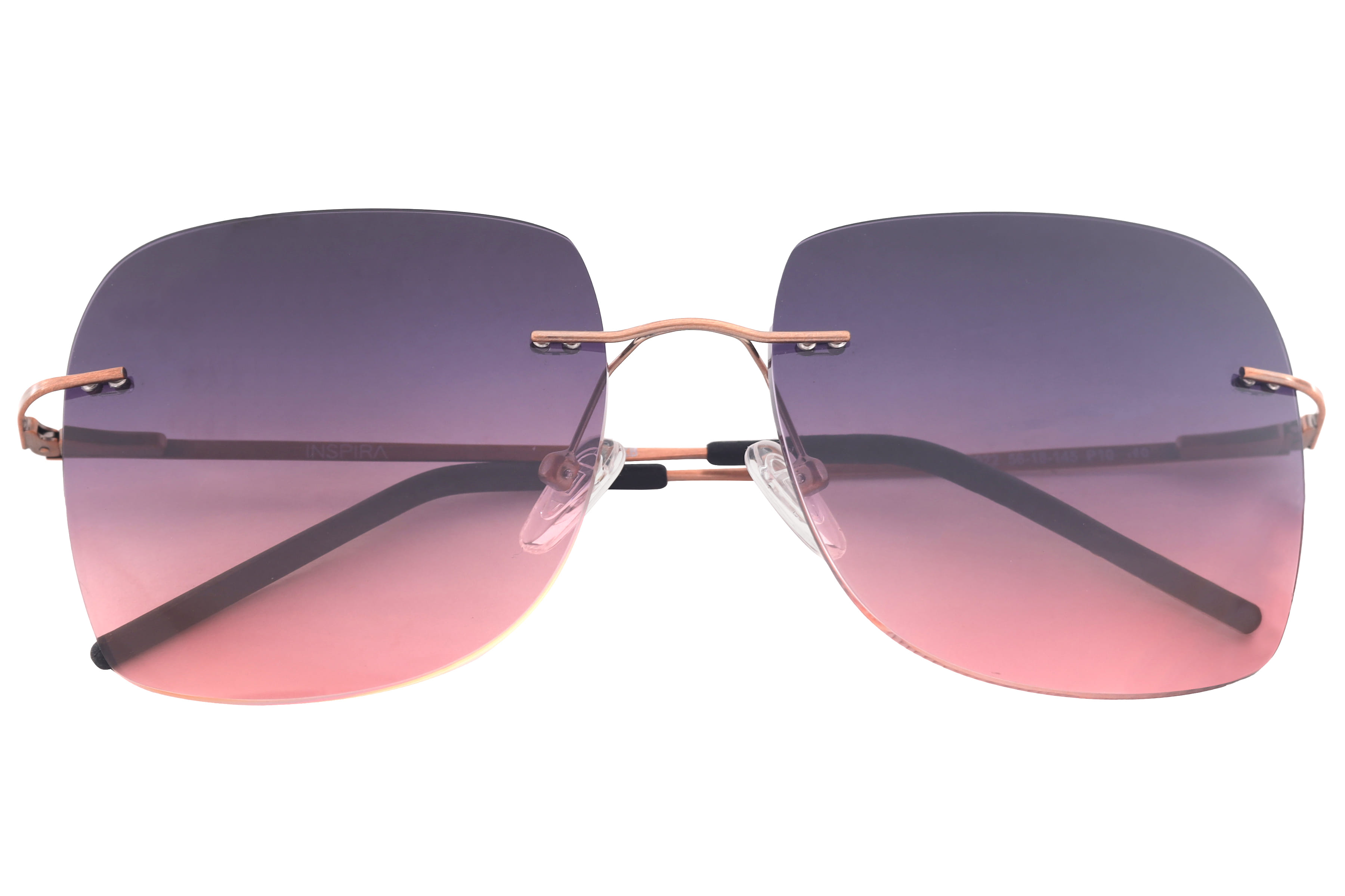 Inspira 15022 Sunglass Brown Female RimLess Metal Sunglass — Brown frame — view 4