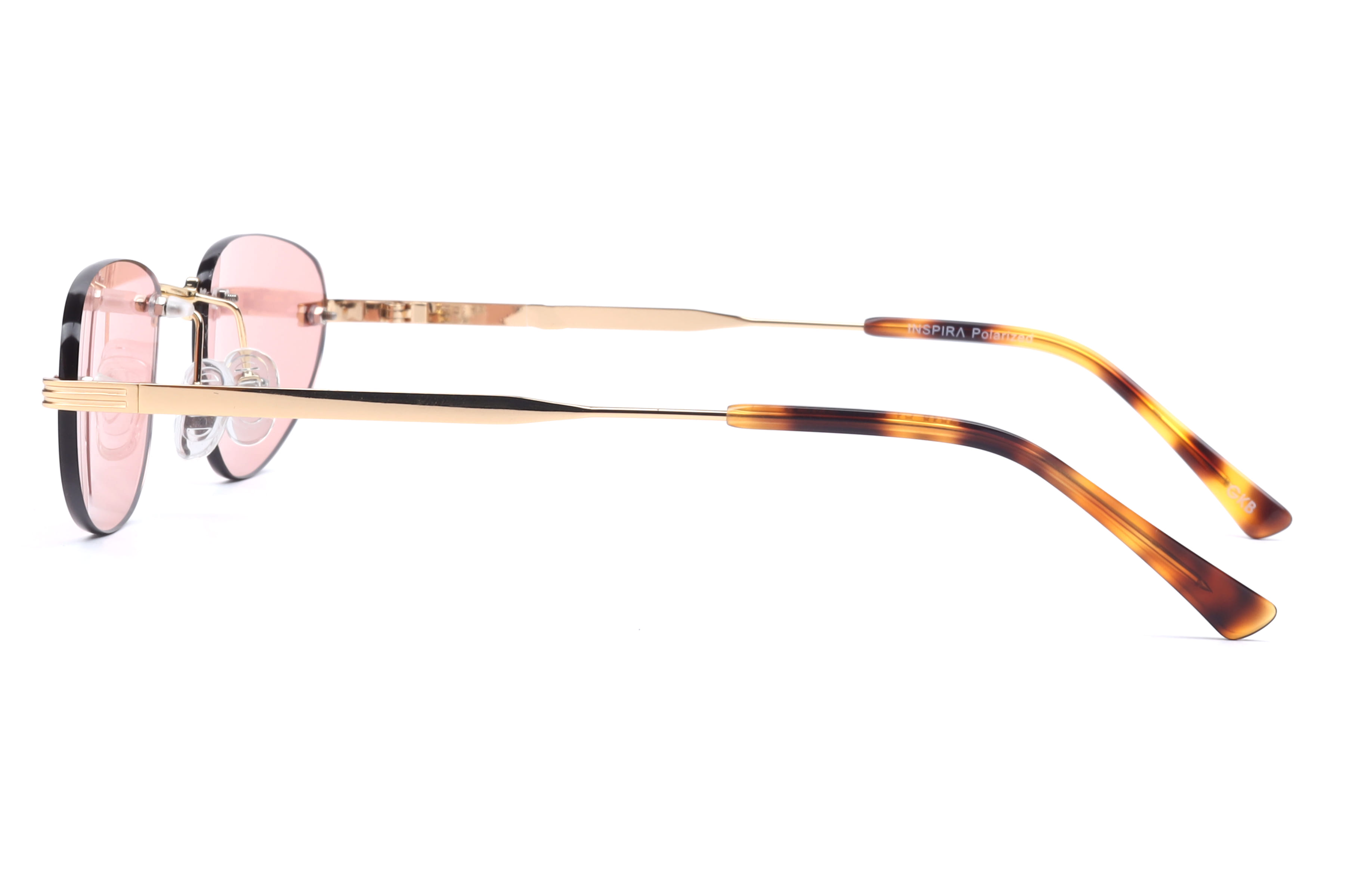 Inspira GS7018 Sunglass Gold Female RimLess Metal Sunglass — Gold frame — view 3