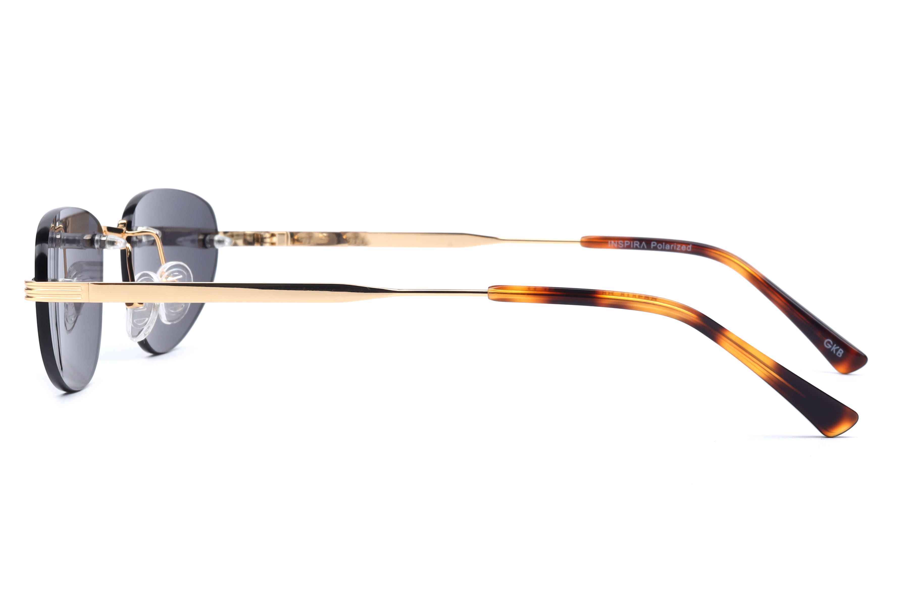 Inspira GS7018 Sunglass Gold Female RimLess Metal Sunglass — Gold frame — view 3