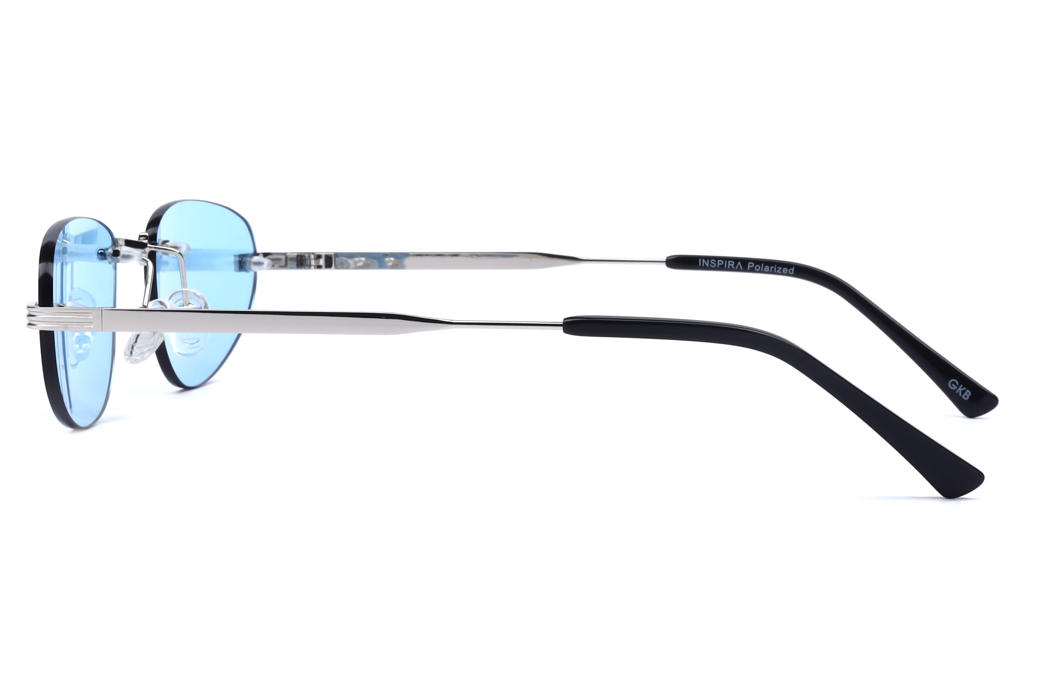 Inspira GS7018 Sunglass Silver Female RimLess Metal Sunglass — Silver frame — view 3