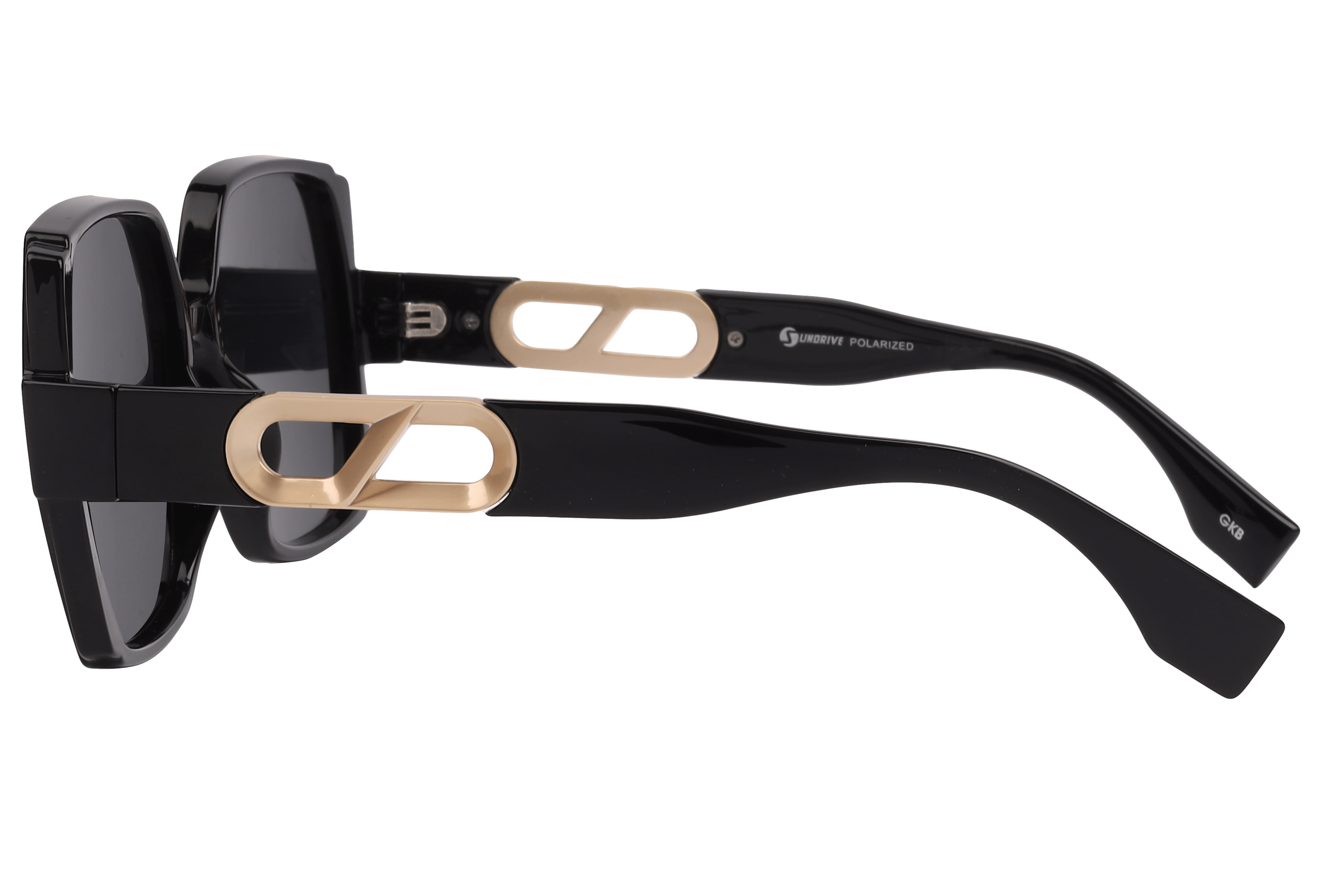 Inspira TR7557 Sunglass Black Female Full Shell with Metal Sunglass — Black frame — view 3