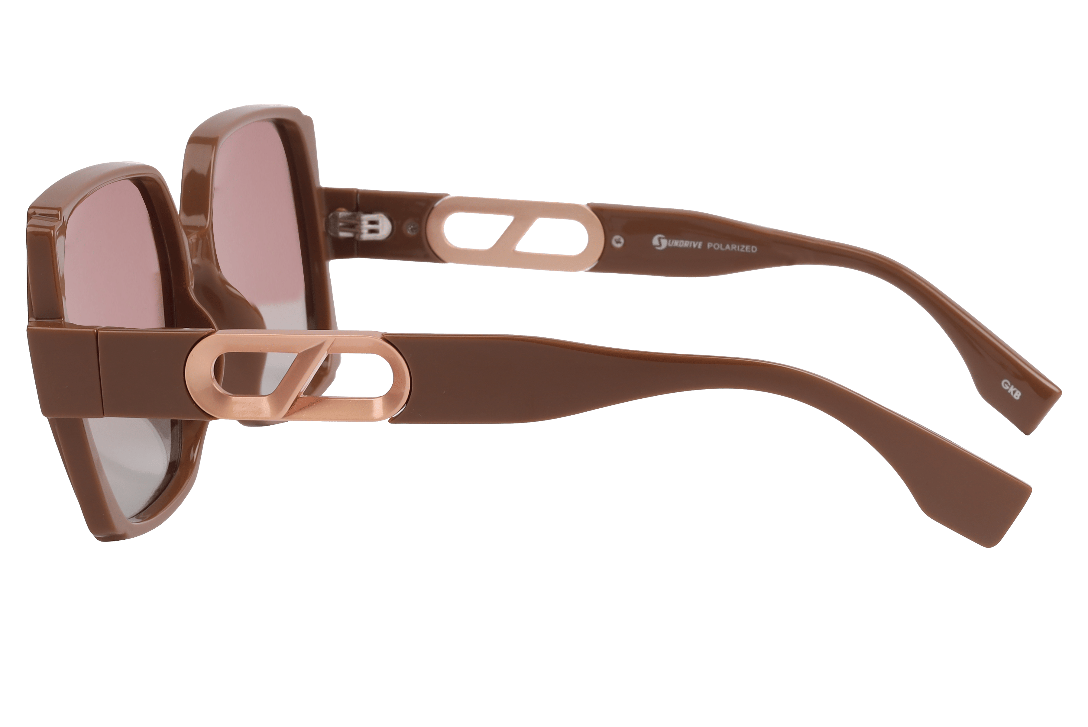 Inspira TR7557 Sunglass Brown Female Full Shell with Metal Sunglass — Brown frame — view 3