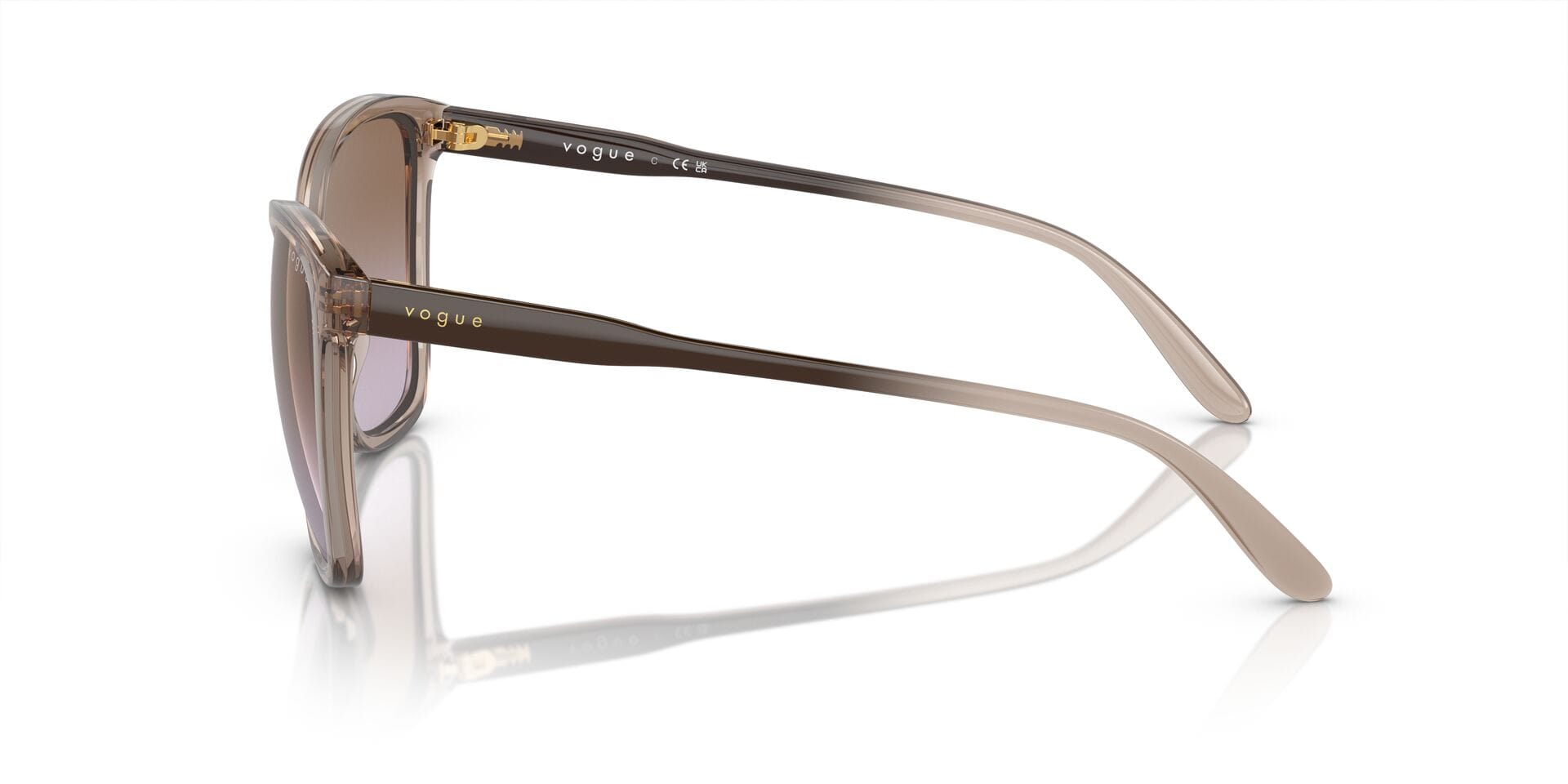 Vogue 0VO5520S Sunglass Transparent Brown Female Full Shell Sunglass — Transparent Brown frame — view 3