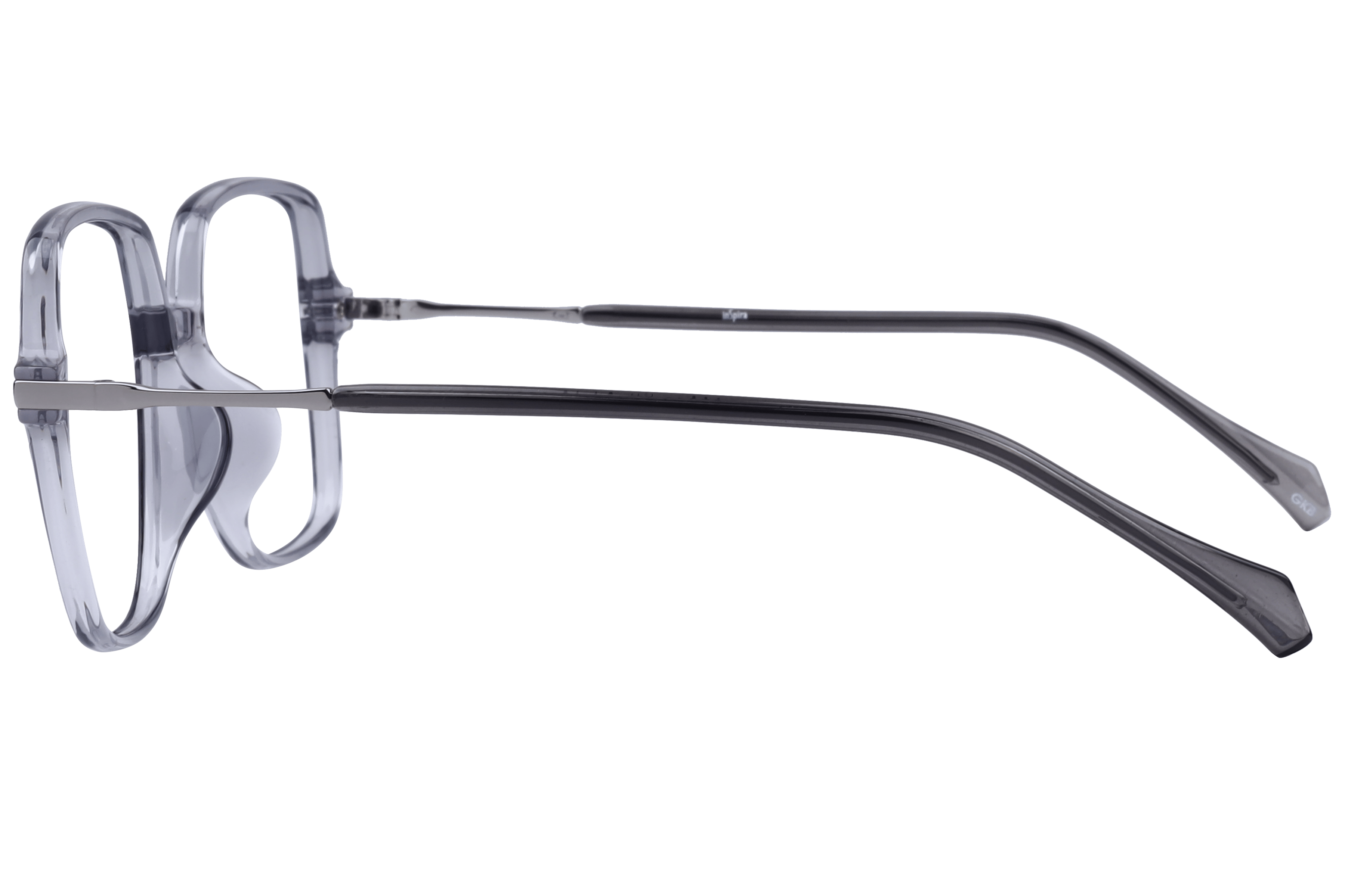 Inspira 50345-FW Frame Transparent Grey Female Full Metal Frame — Transparent Grey frame — view 3