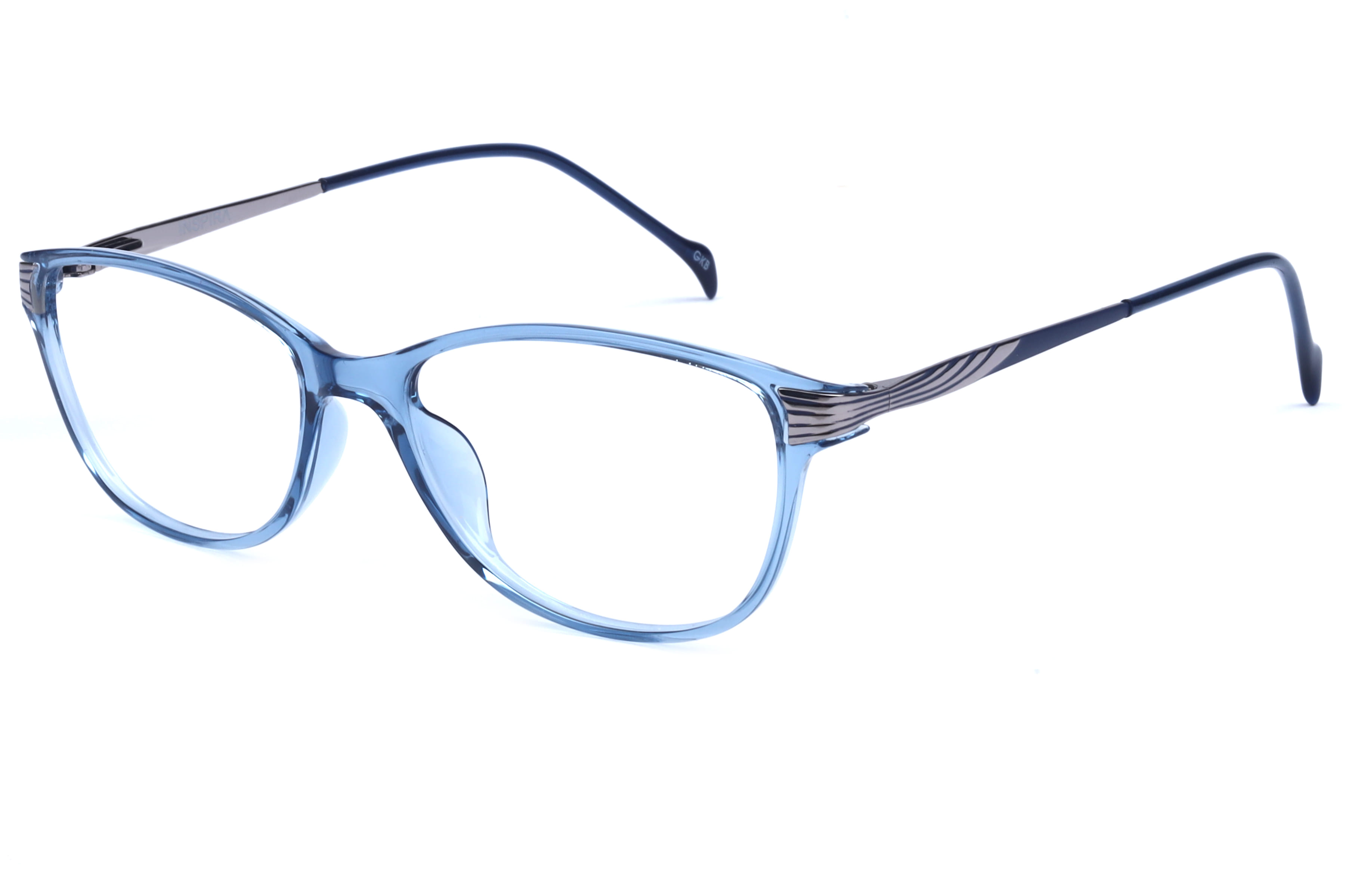 Inspira IP2047 Frame Transparent Blue Female Full Metal Frame — Transparent Blue frame — view 1