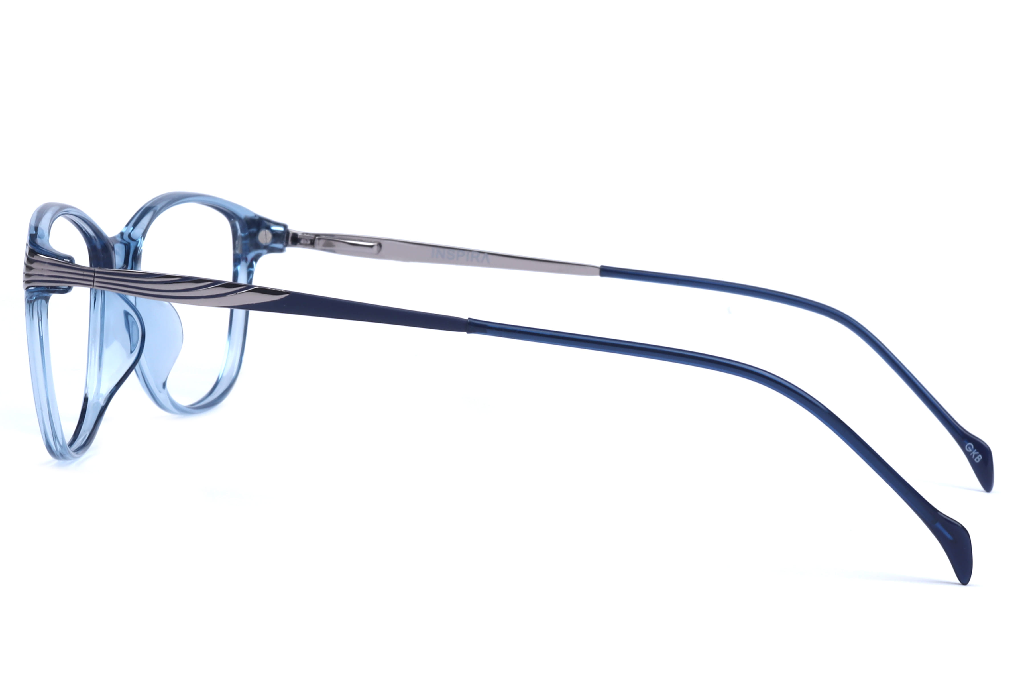 Inspira IP2047 Frame Transparent Blue Female Full Metal Frame — Transparent Blue frame — view 3