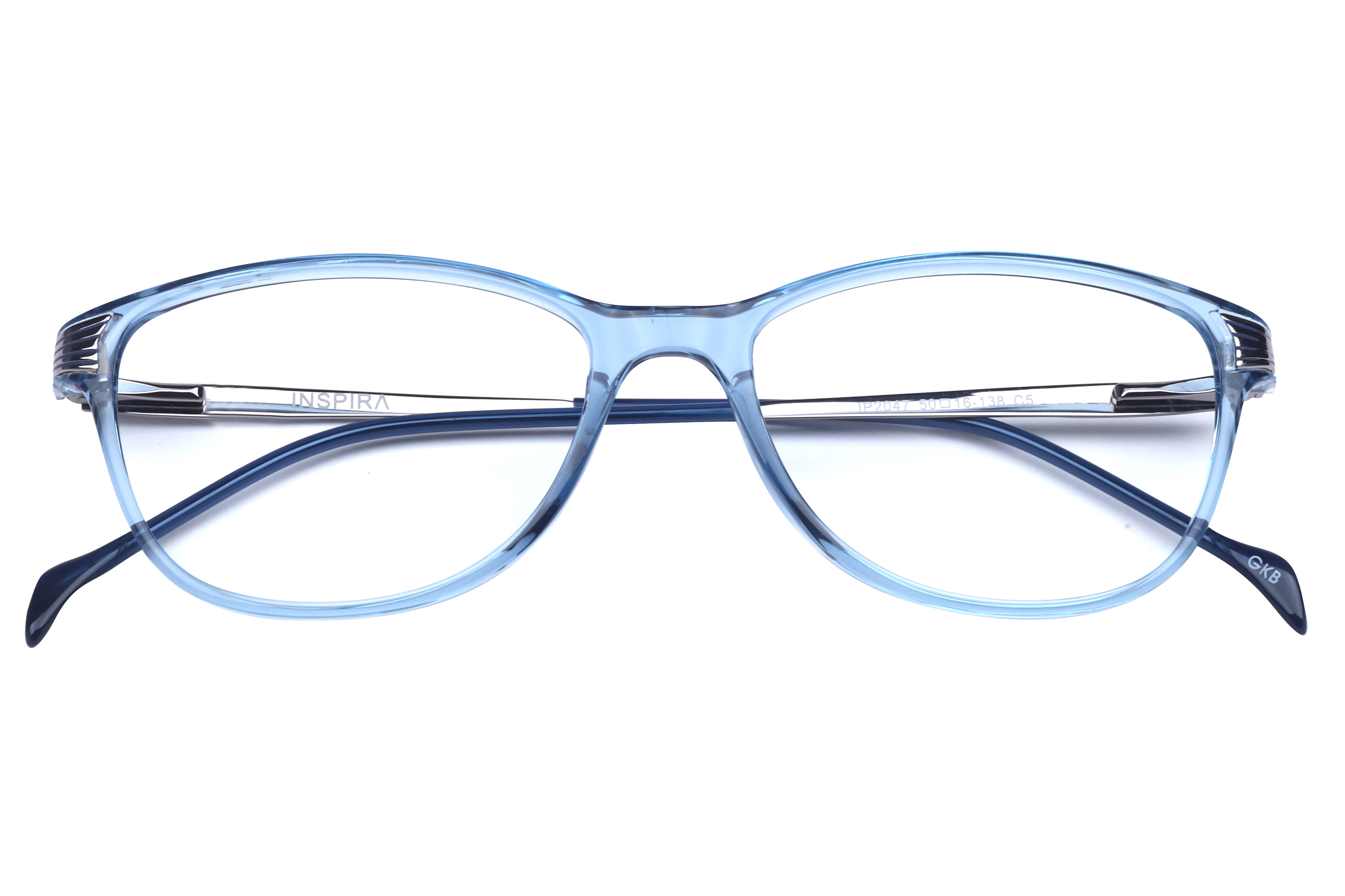Inspira IP2047 Frame Transparent Blue Female Full Metal Frame — Transparent Blue frame — view 4