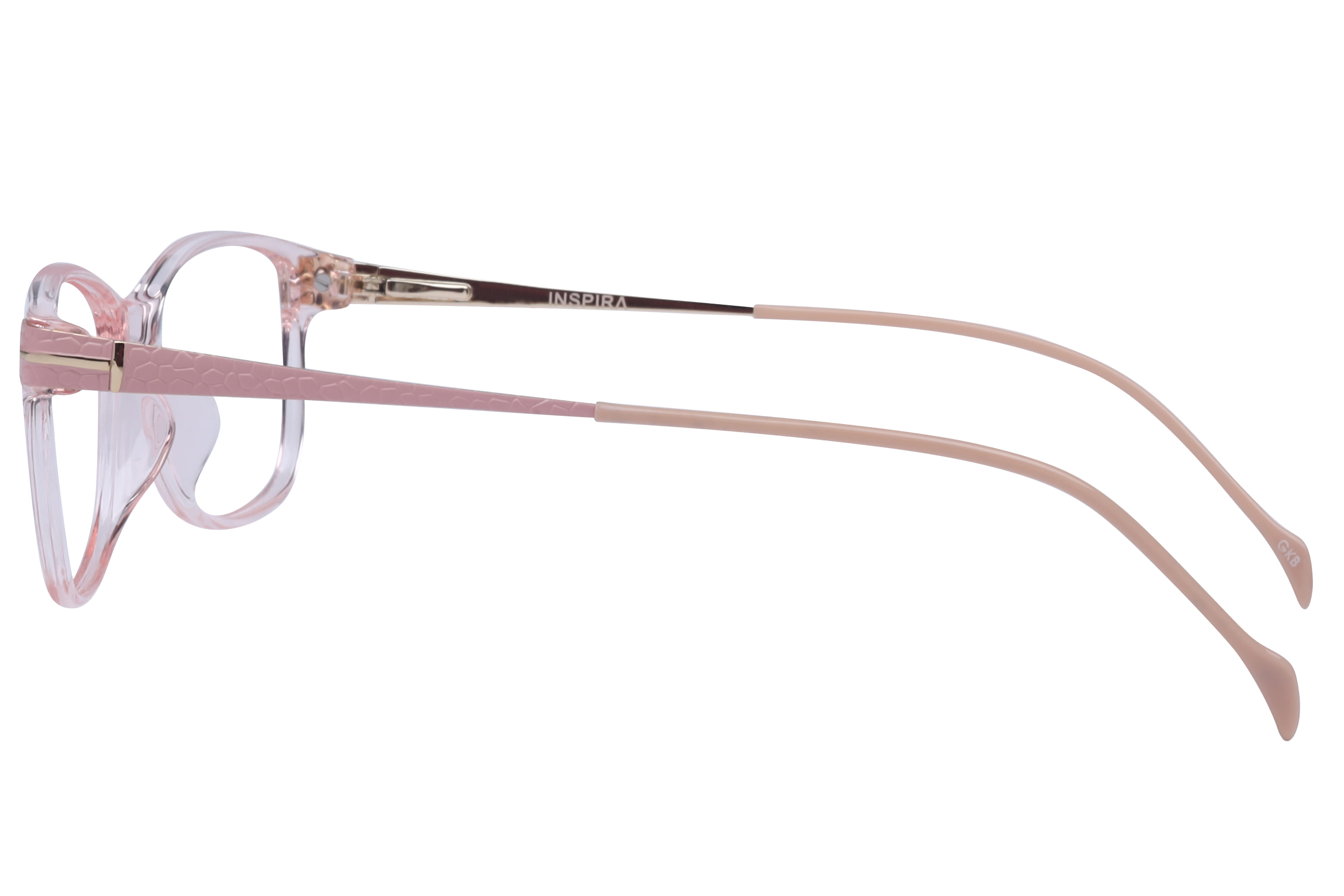 Inspira IP2204 Frame Transparent Pink Female Full Metal Frame — Transparent Pink frame — view 3