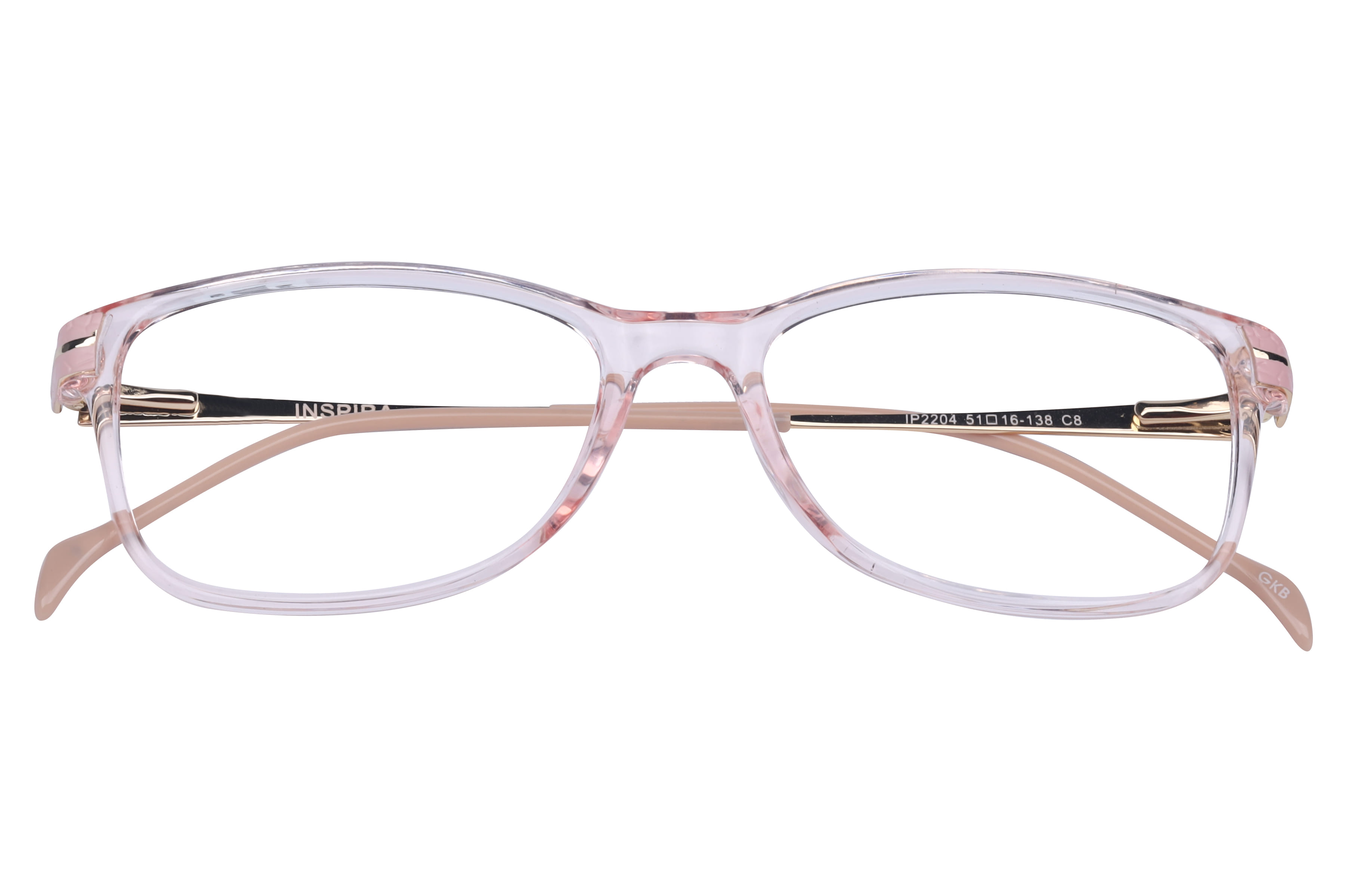 Inspira IP2204 Frame Transparent Pink Female Full Metal Frame — Transparent Pink frame — view 4