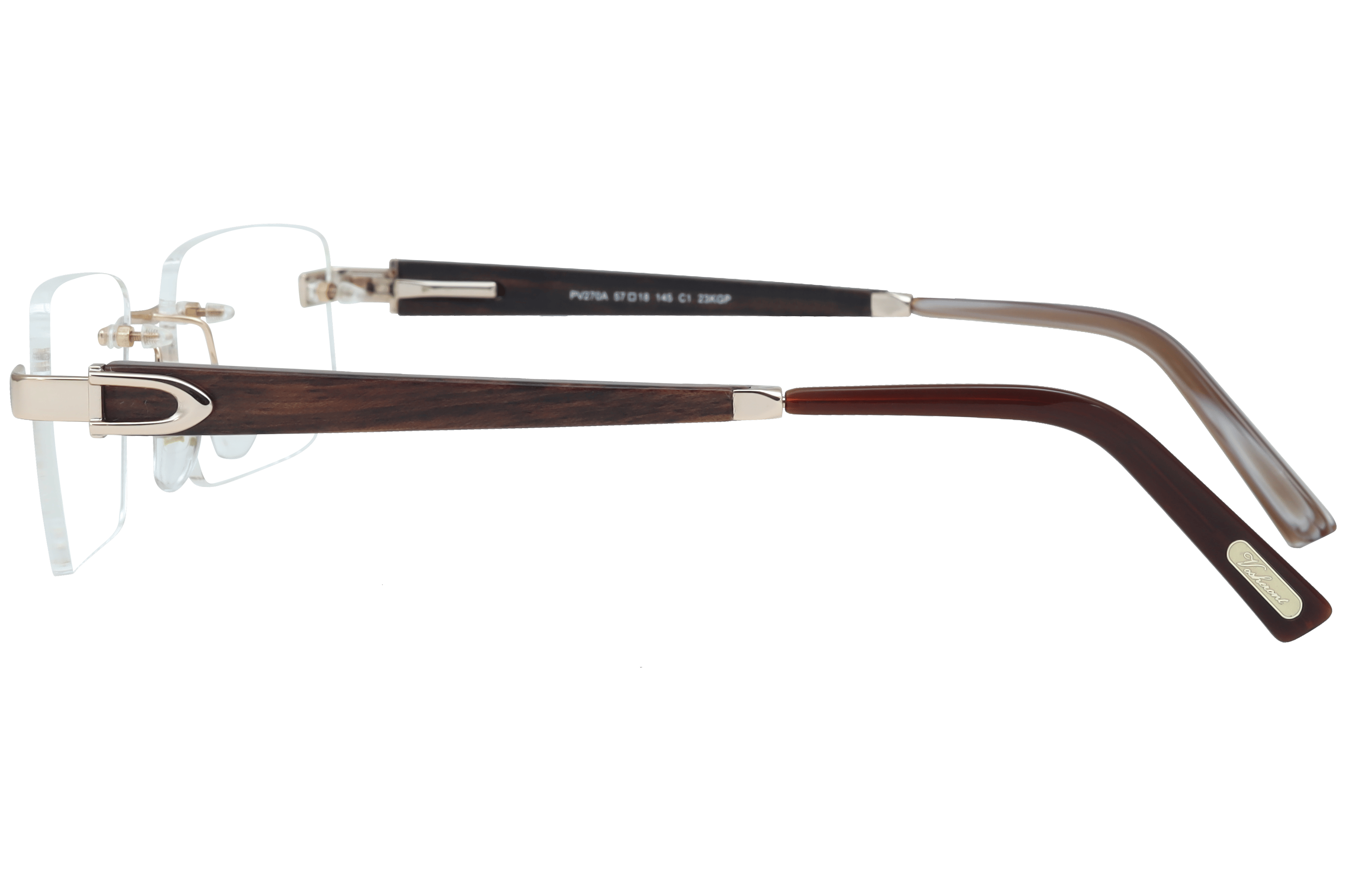 PAUL VOSHERONT PV270 Frame Gold Male RimLess Wood Frame — view 3