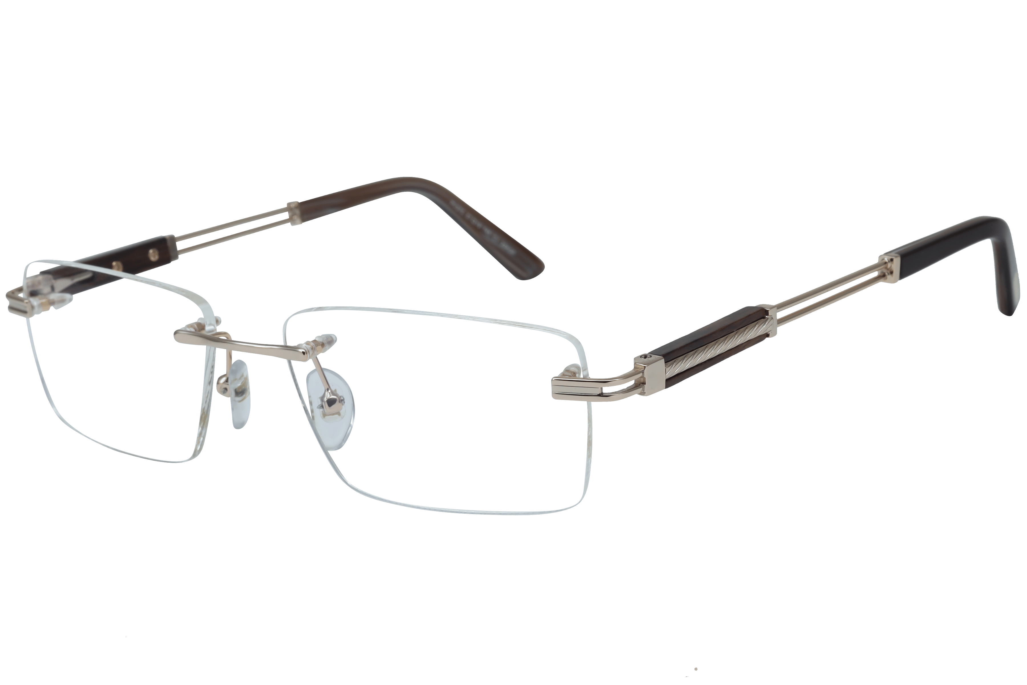 PAUL VOSHERONT PV370 Frame Gold Male RimLess Metal with Wood Frame — view 1
