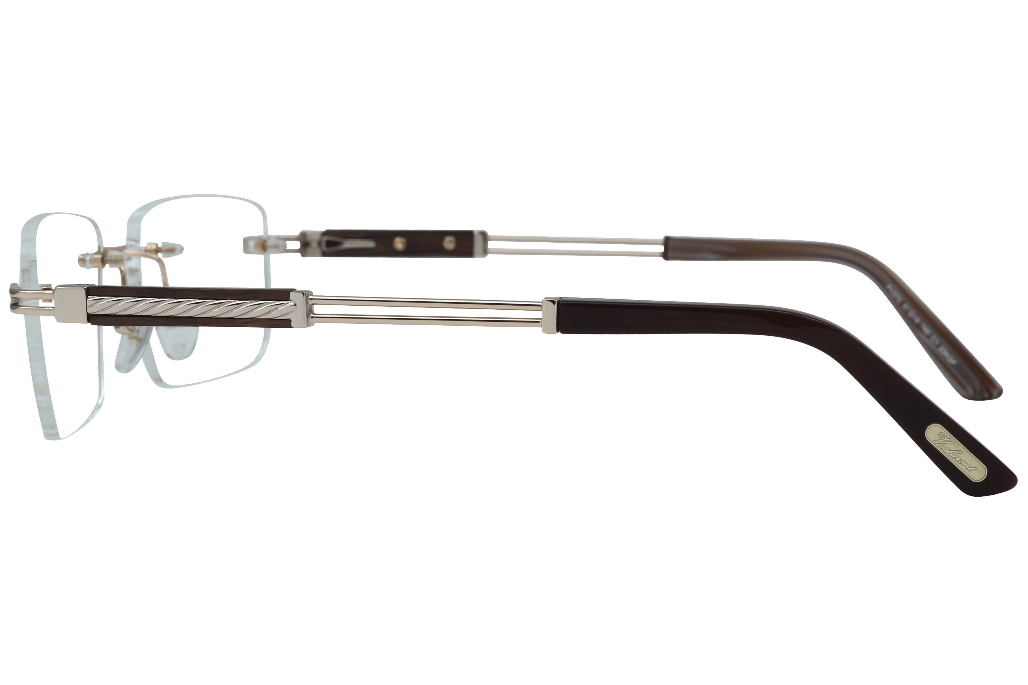 PAUL VOSHERONT PV370 Frame Gold Male RimLess Metal with Wood Frame — view 3