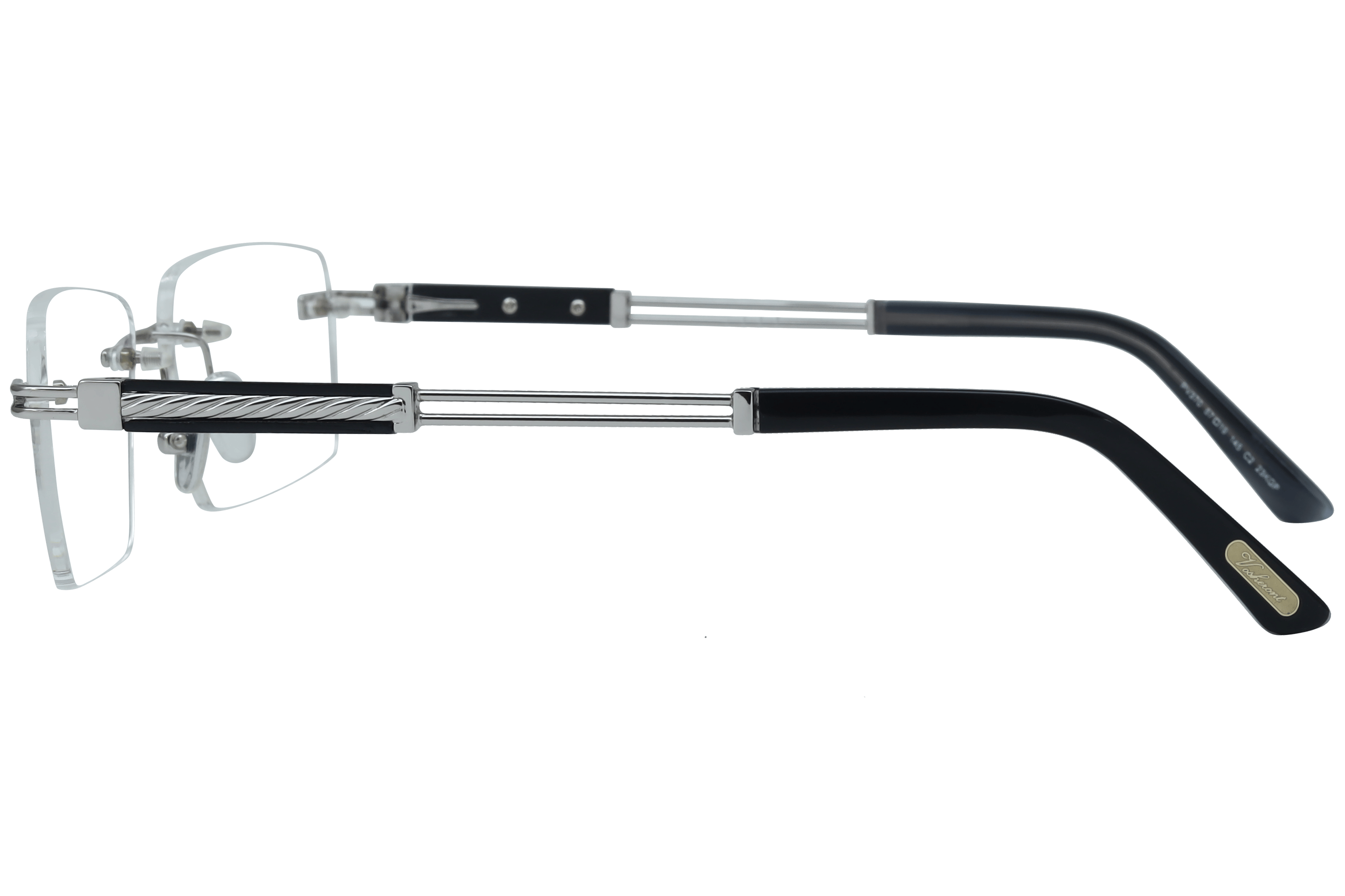 PAUL VOSHERONT PV370 Frame Grey Male RimLess Metal with Wood Frame — view 3