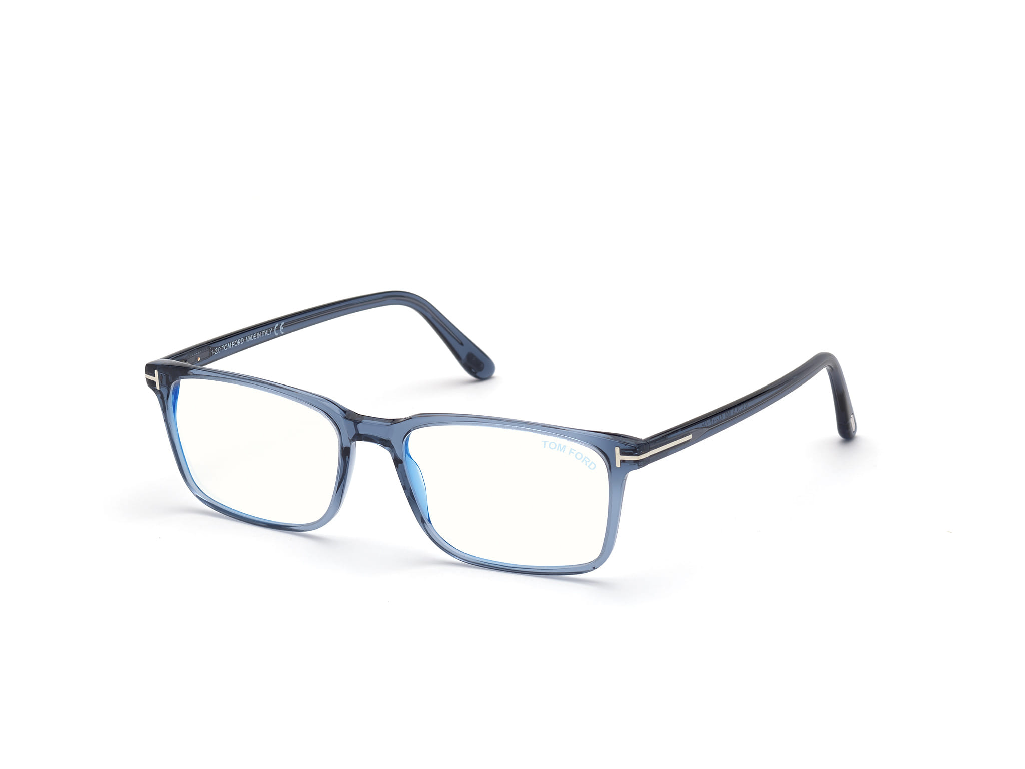 Tomford FT5735-B Frame Transparent Blue Male Full Shell — Transparent frame