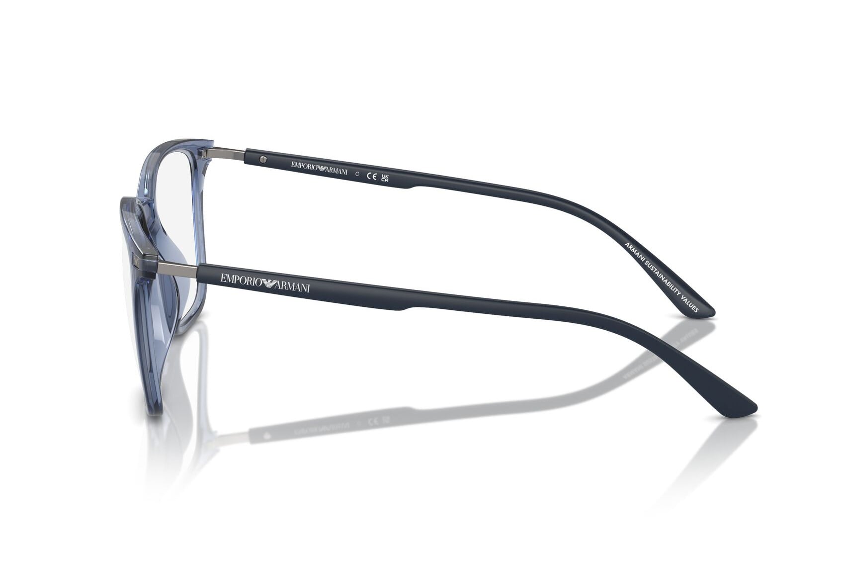 EMPORIO ARMANI 0EA3242U 6108 Frame — Transparent Blue frame — view 3