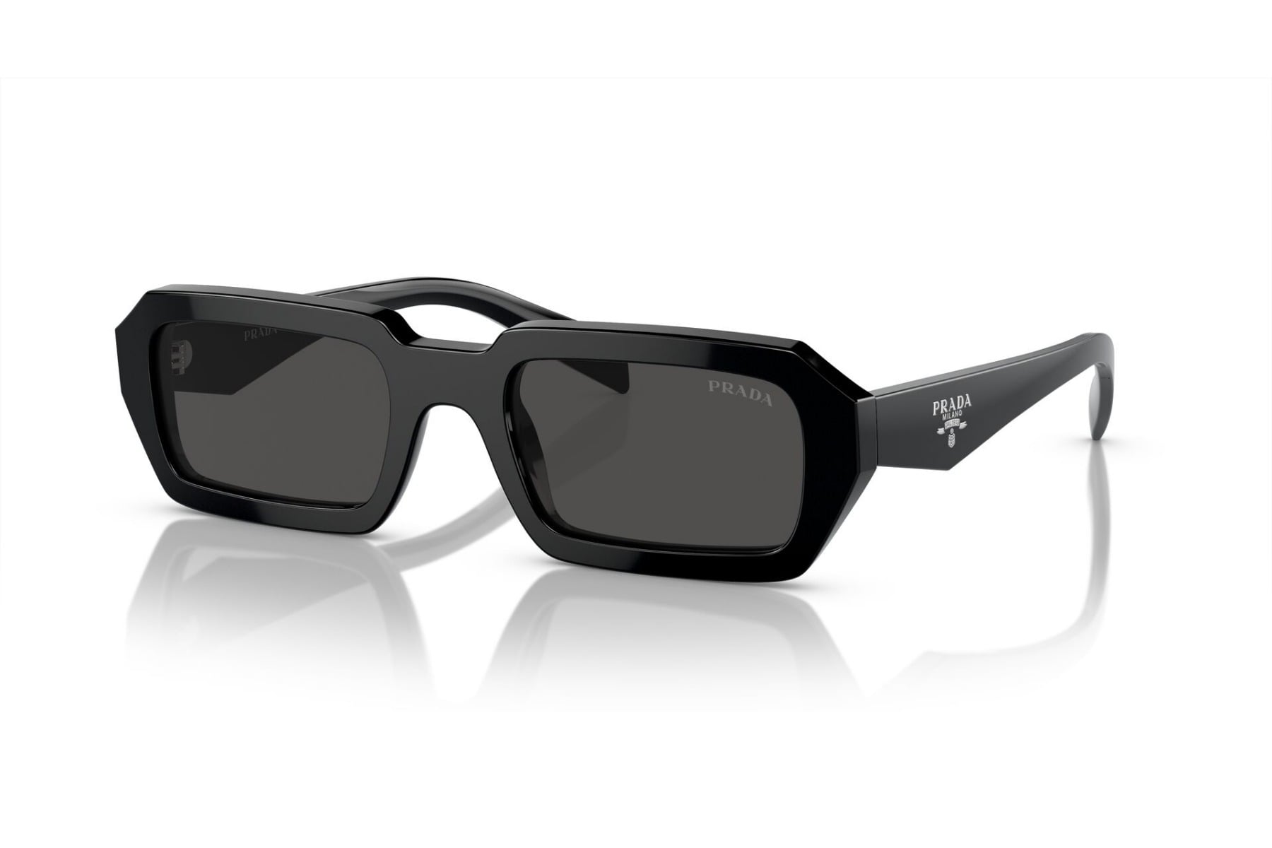 Prada 0PRA12S Sunglass Black Female Full Shell Sunglass — Black frame — view 2