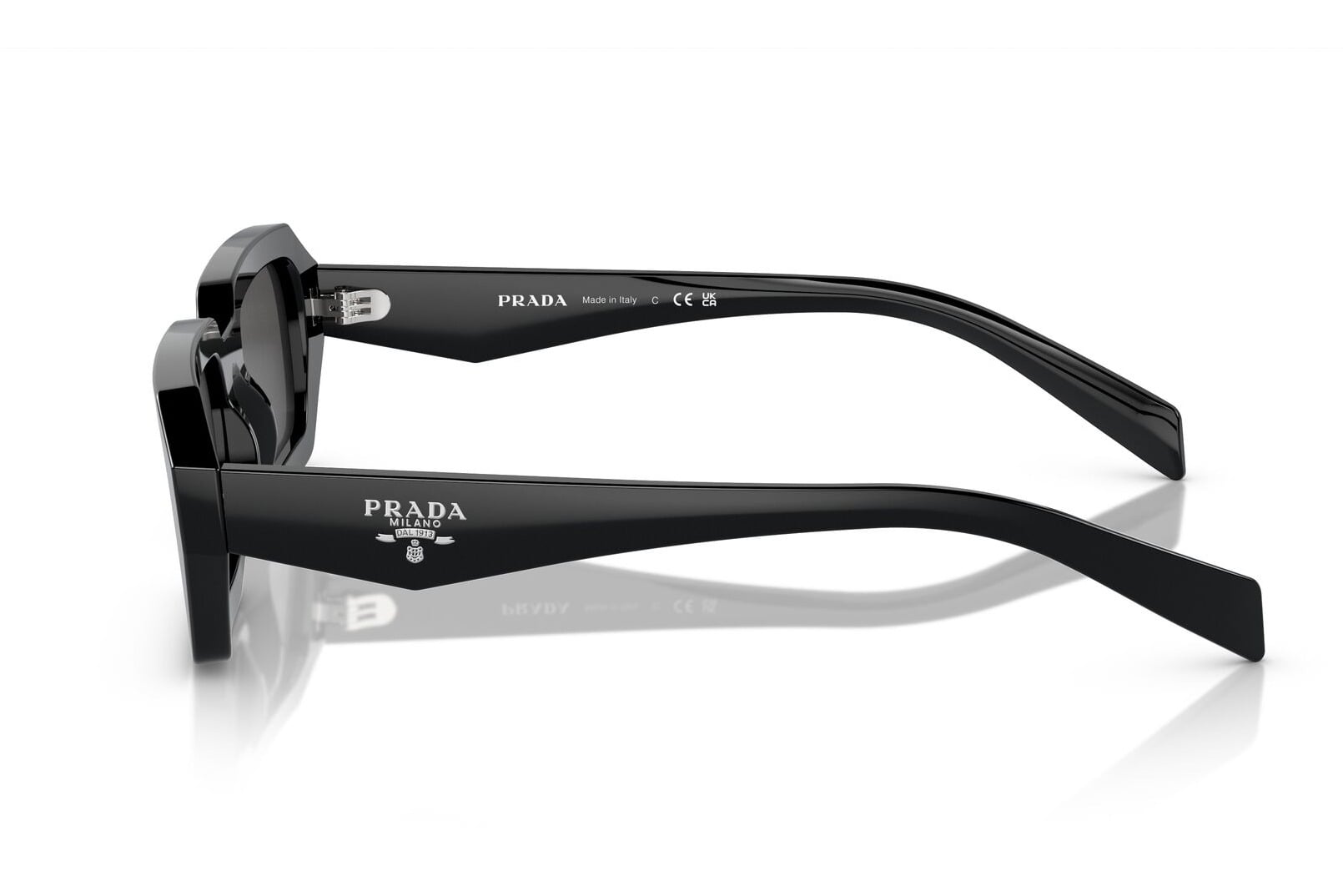 Prada 0PRA12S Sunglass Black Female Full Shell Sunglass — Black frame — view 3