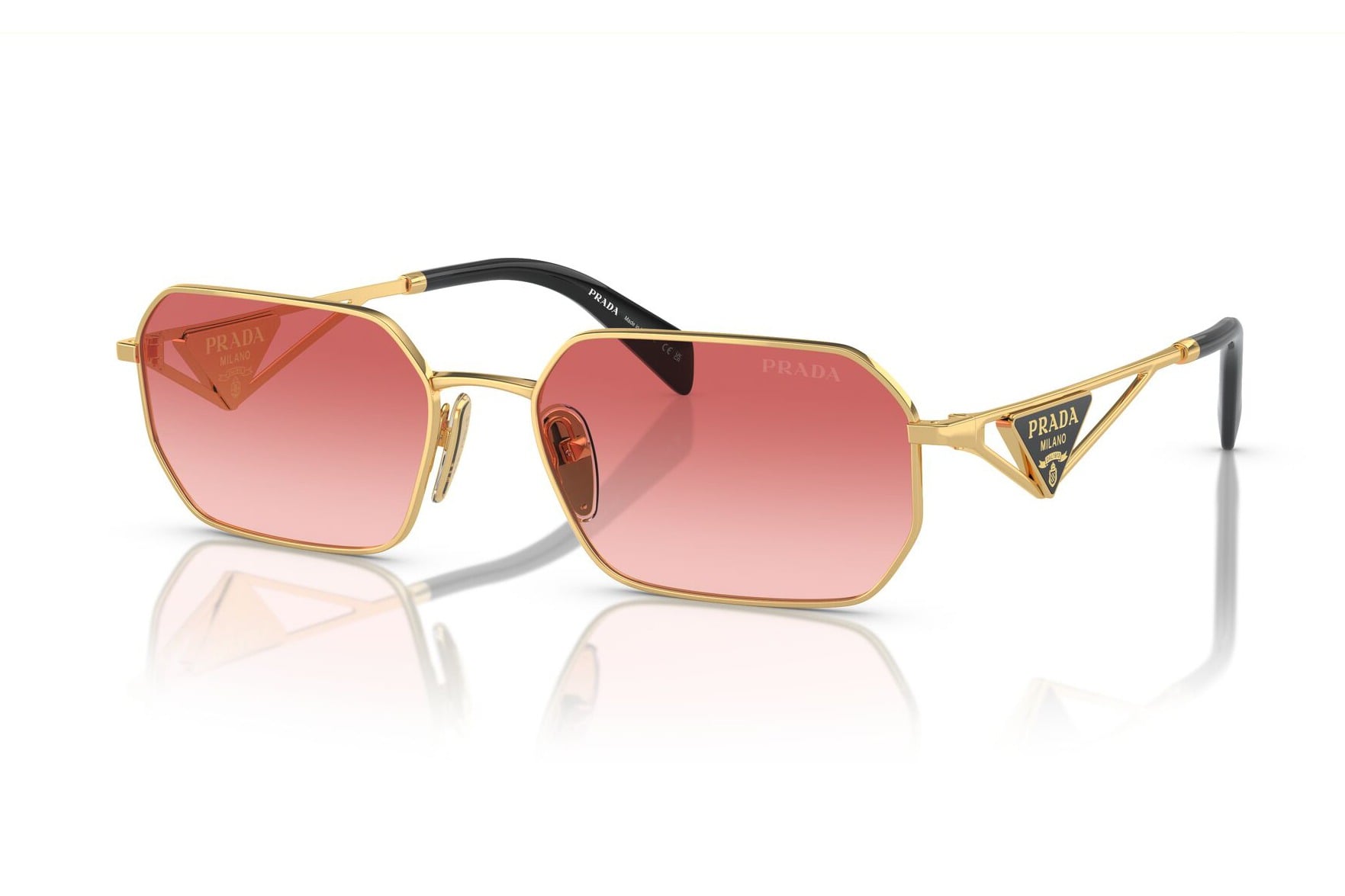 Prada 0PRA51S Sunglass Gold Female Full Metal Sunglass — Gold frame — view 2