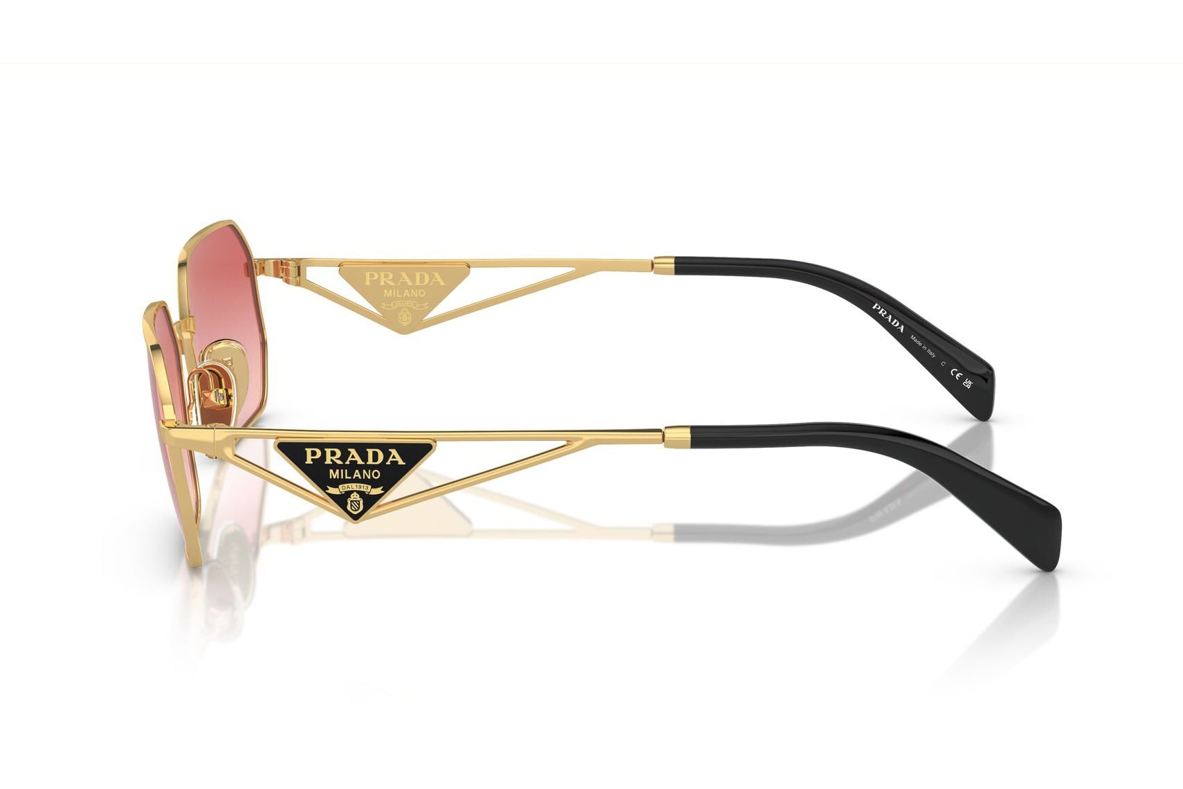 Prada 0PRA51S Sunglass Gold Female Full Metal Sunglass — Gold frame — view 3