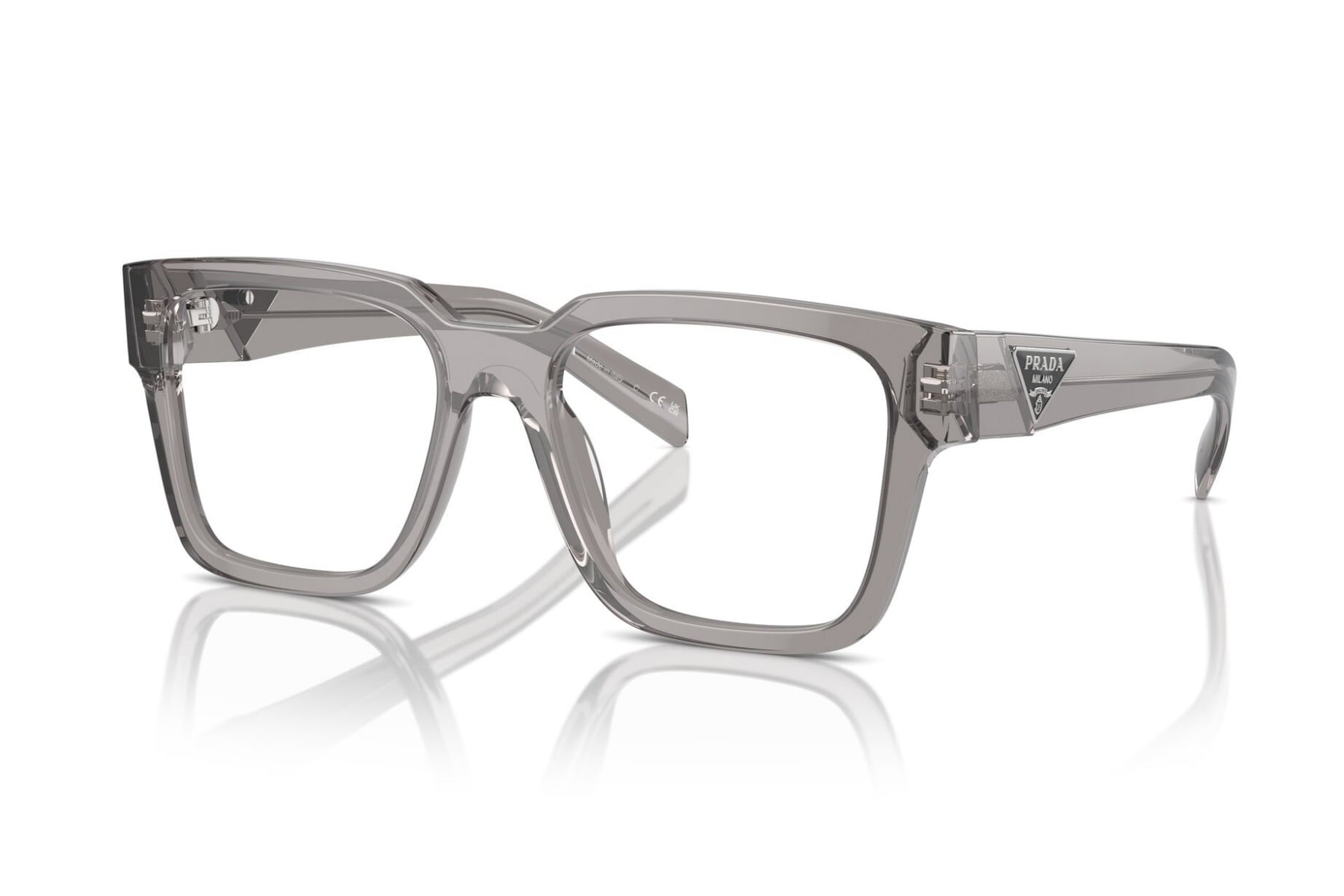 Prada 0PR08ZV Frame Transparent Grey Male Full Shell Frame — Transparent Grey frame — view 2