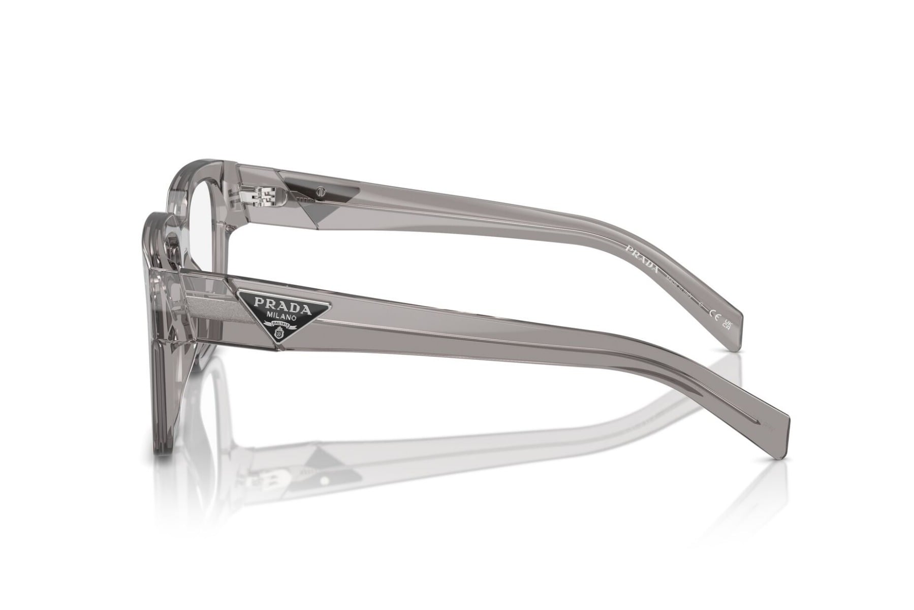 Prada 0PR08ZV Frame Transparent Grey Male Full Shell Frame — Transparent Grey frame — view 3