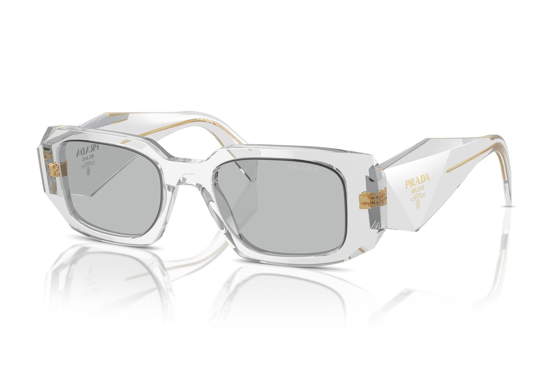 Prada 0PR17WS Sunglass Transparent Grey Female Full Shell Sunglass — Transparent Grey frame — view 1
