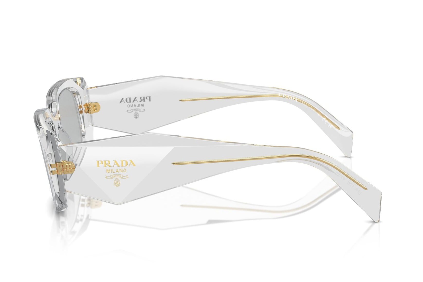 Prada 0PR17WS Sunglass Transparent Grey Female Full Shell Sunglass — Transparent Grey frame — view 3