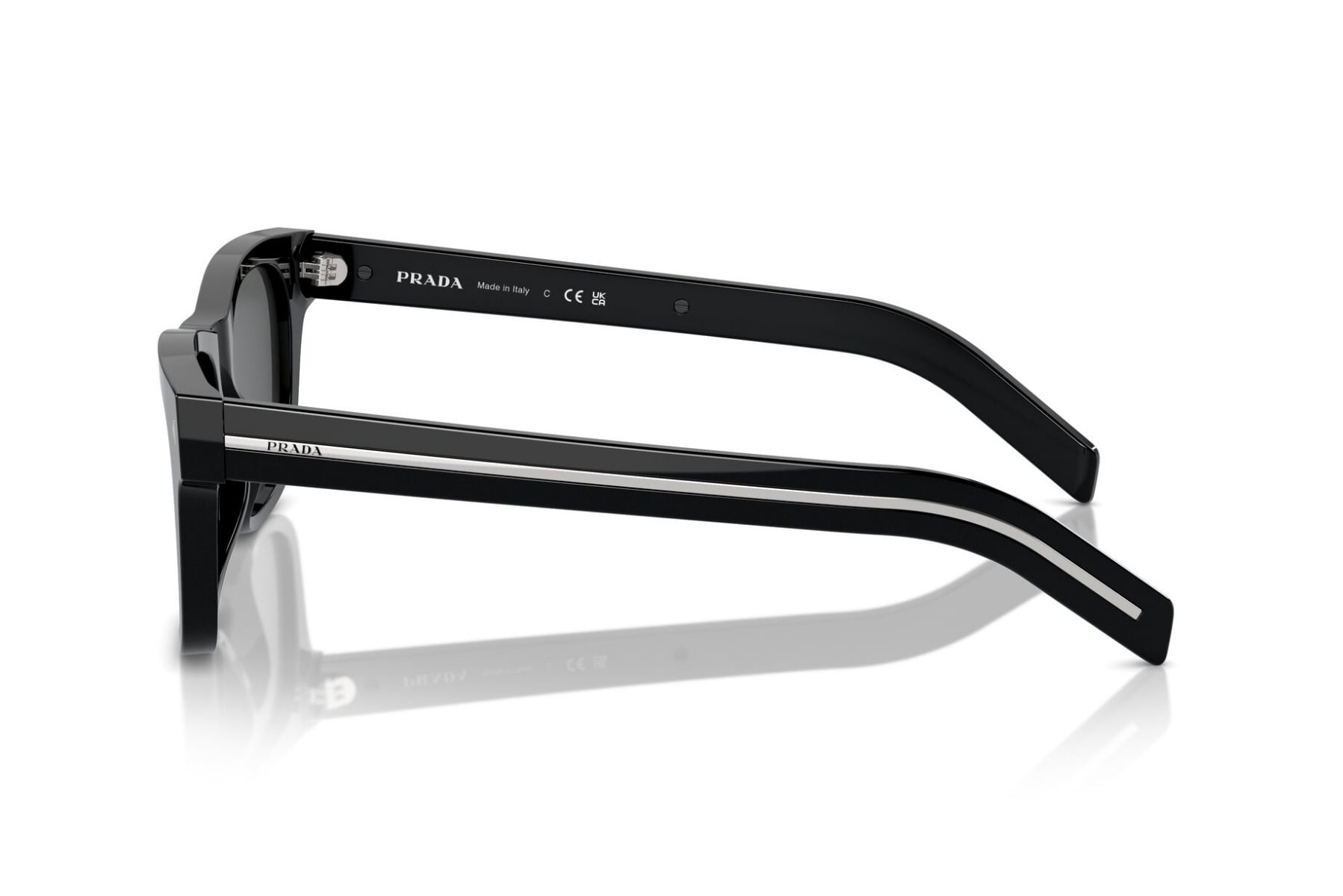 Prada 0PRA17S Sunglass Black Male Full Shell Sunglass — Black frame — view 3