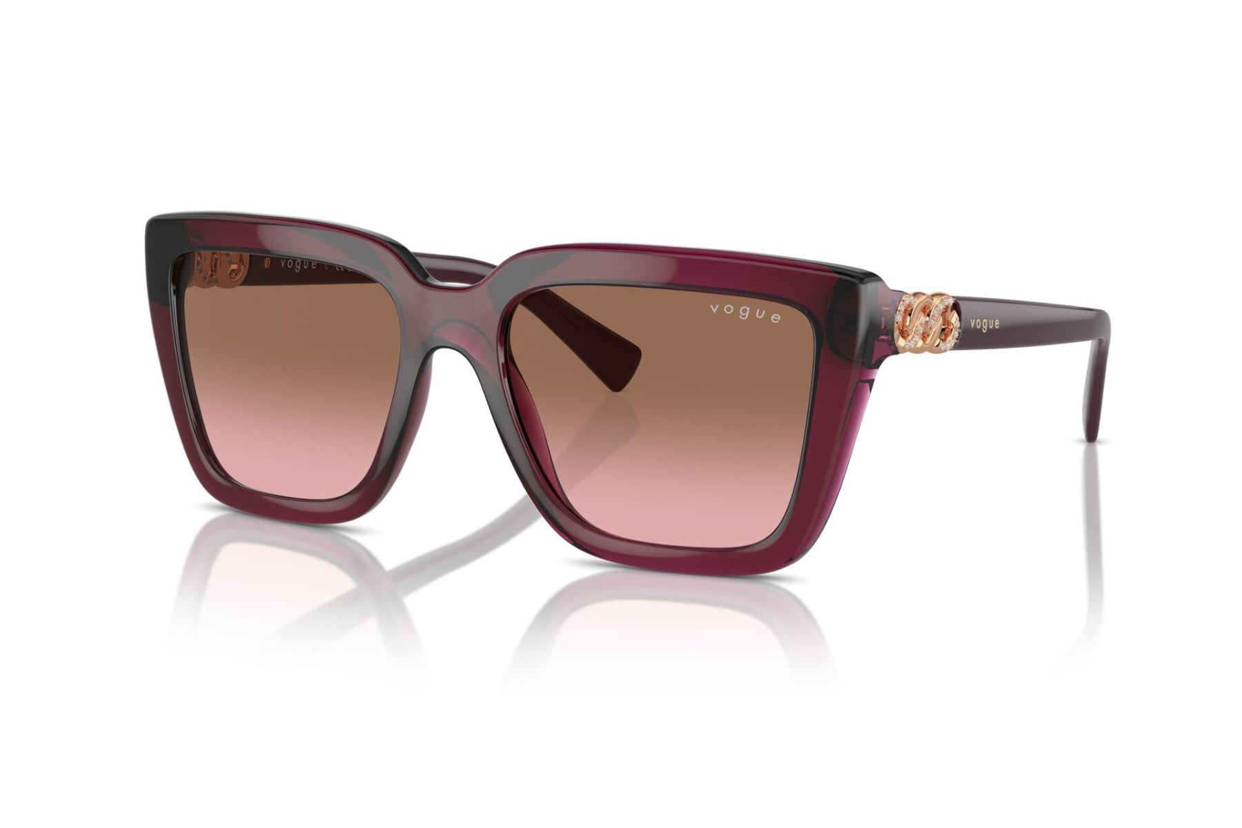 VOGUE 0VO5575SB 298914 Sunglass — Transparent Maroon frame — view 2