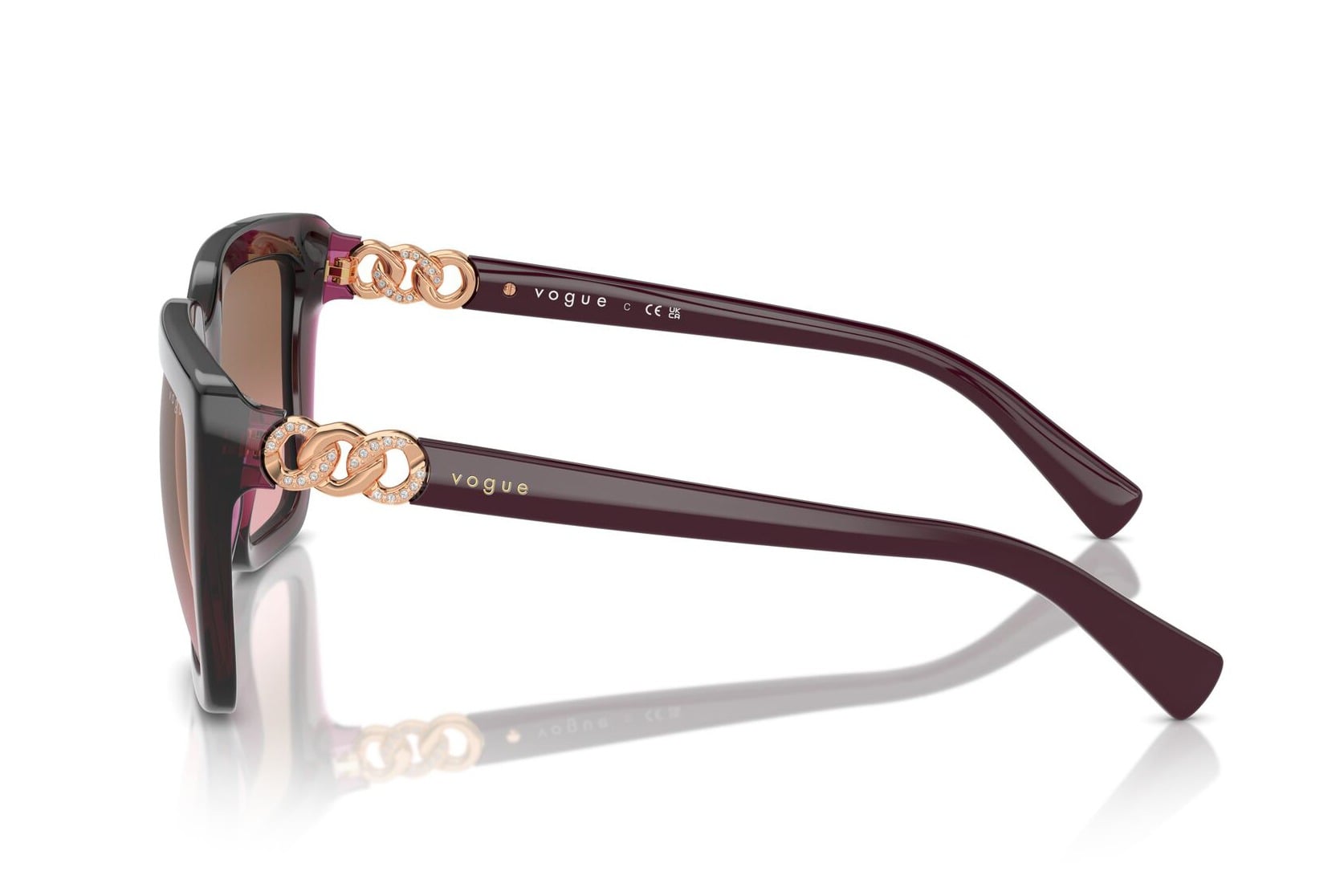 VOGUE 0VO5575SB 298914 Sunglass — Transparent Maroon frame — view 3
