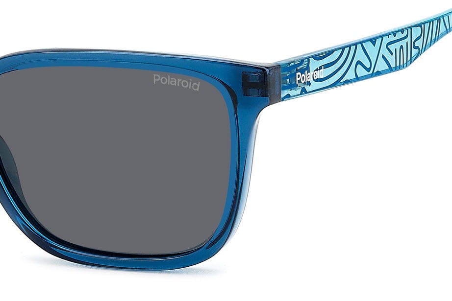 POLAROID PLD 8063/S ZX9M9 Sunglass — Transparent Blue frame — view 3
