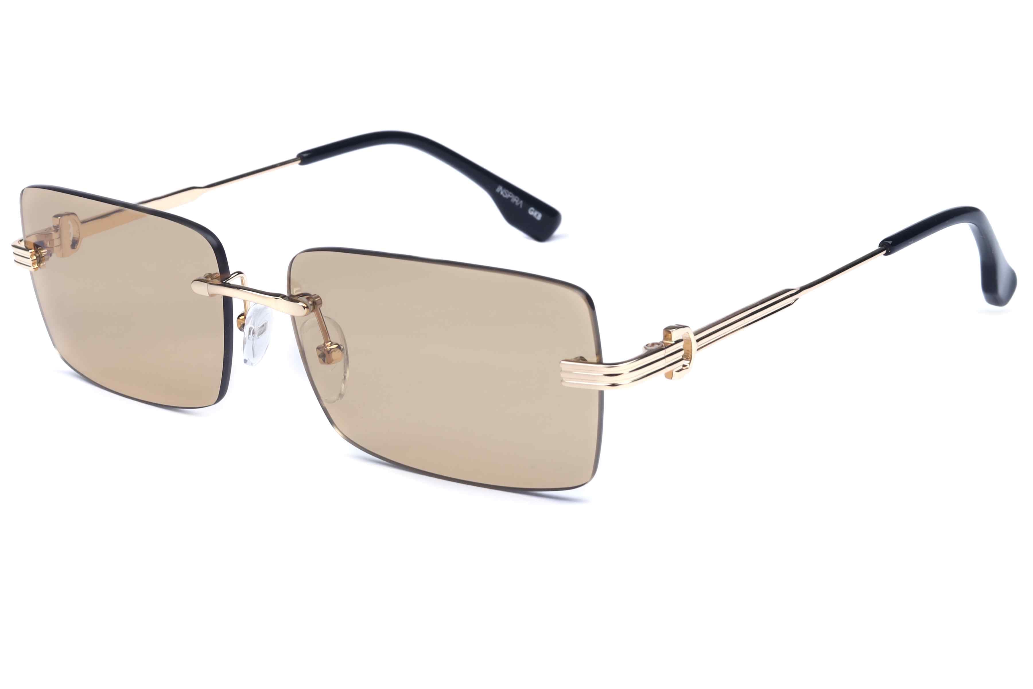 Inspira AK25020 Sunglass Gold Male RimLess Metal Sunglass — Gold frame — view 3